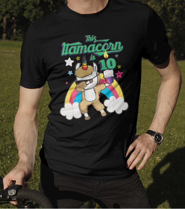 This Llamacorn Is 10 Dabbing Llama Unicorn Birthday Party T-Shirt