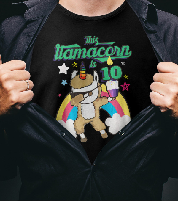This Llamacorn Is 10 Dabbing Llama Unicorn Birthday Party T-Shirt