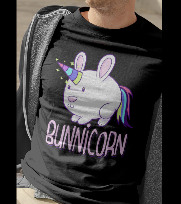 Bunnicorn Bunny With Unicorn Fantasy Stars T-Shirt