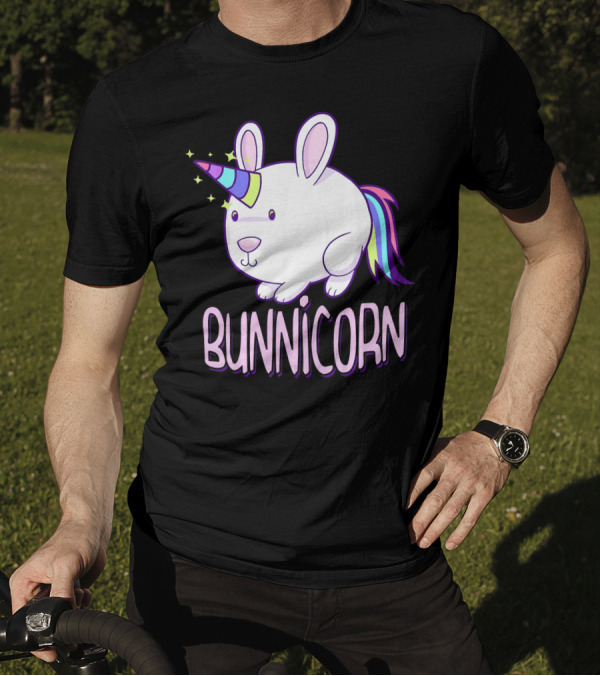 Bunnicorn Bunny With Unicorn Fantasy Stars T-Shirt
