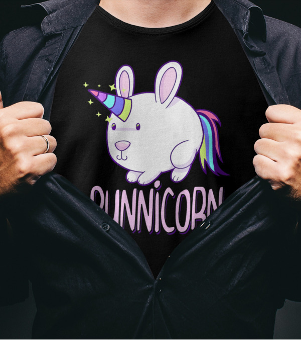 Bunnicorn Bunny With Unicorn Fantasy Stars T-Shirt