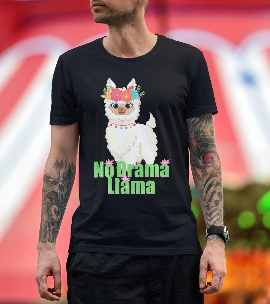 No Drama Llama Cute Flower Crown T-Shirt