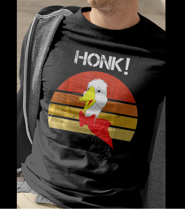Honk Goose Retro Sunset With Red T-Shirt