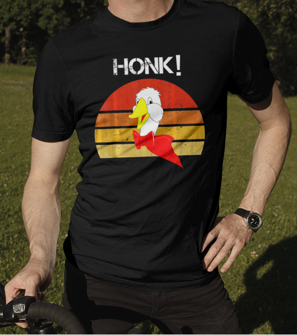 Honk Goose Retro Sunset With Red T-Shirt