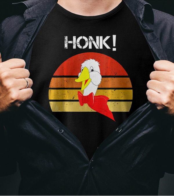 Honk Goose Retro Sunset With Red T-Shirt