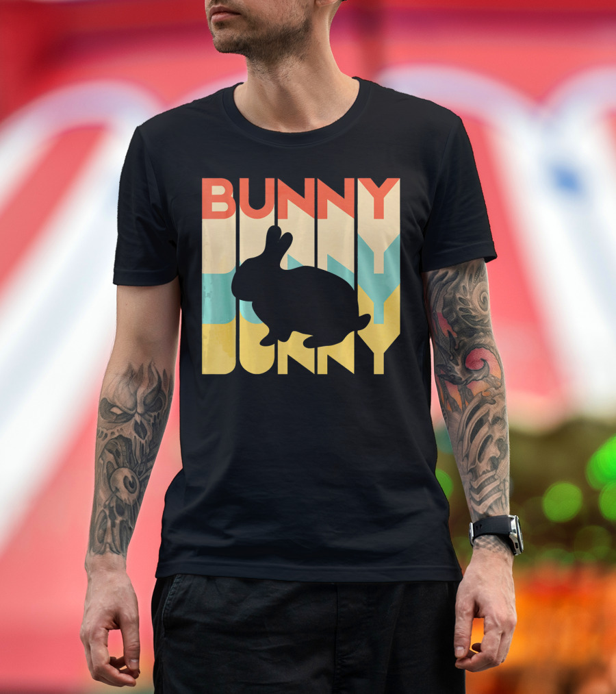 Bunny Vintage Style Retro Text and Silhouette Animal Pet T-Shirt