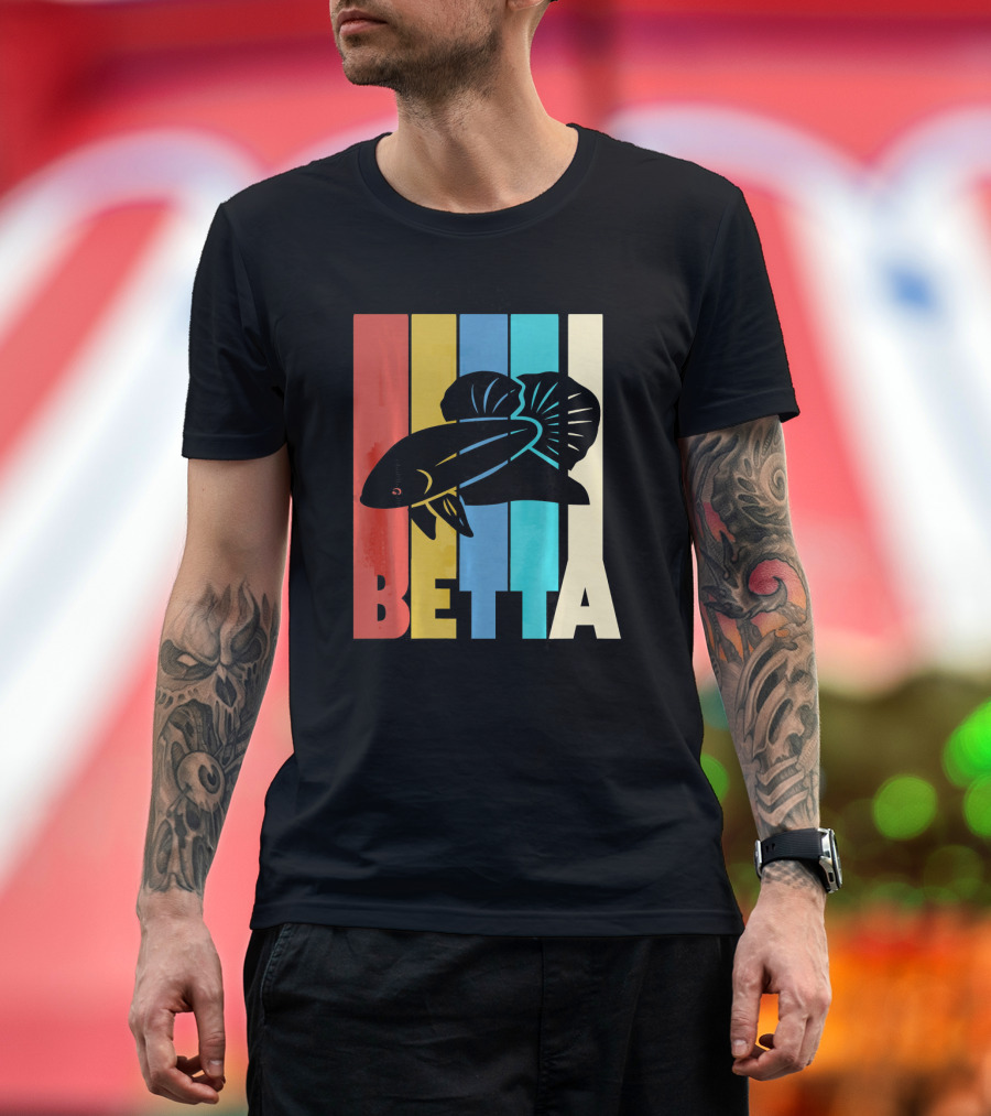 Betta Retro Colorful Striped Fish T-Shirt