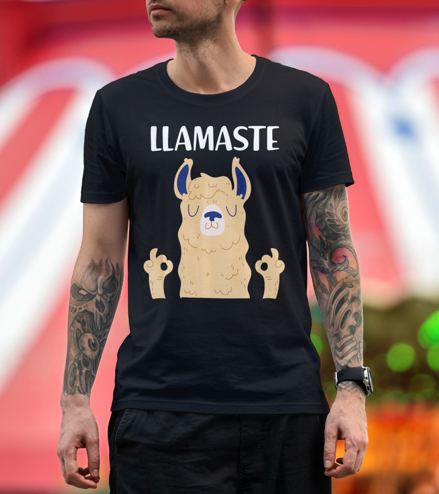 LLAMASTE Cool Funny Yoga Namaste Llama Lama Alpac T-Shirt