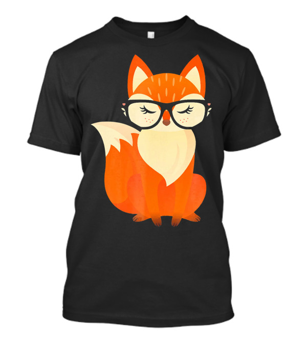Cute Geeky Fox With Glasses Adorable Animal T-Shirt