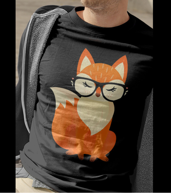 Cute Geeky Fox With Glasses Adorable Animal T-Shirt