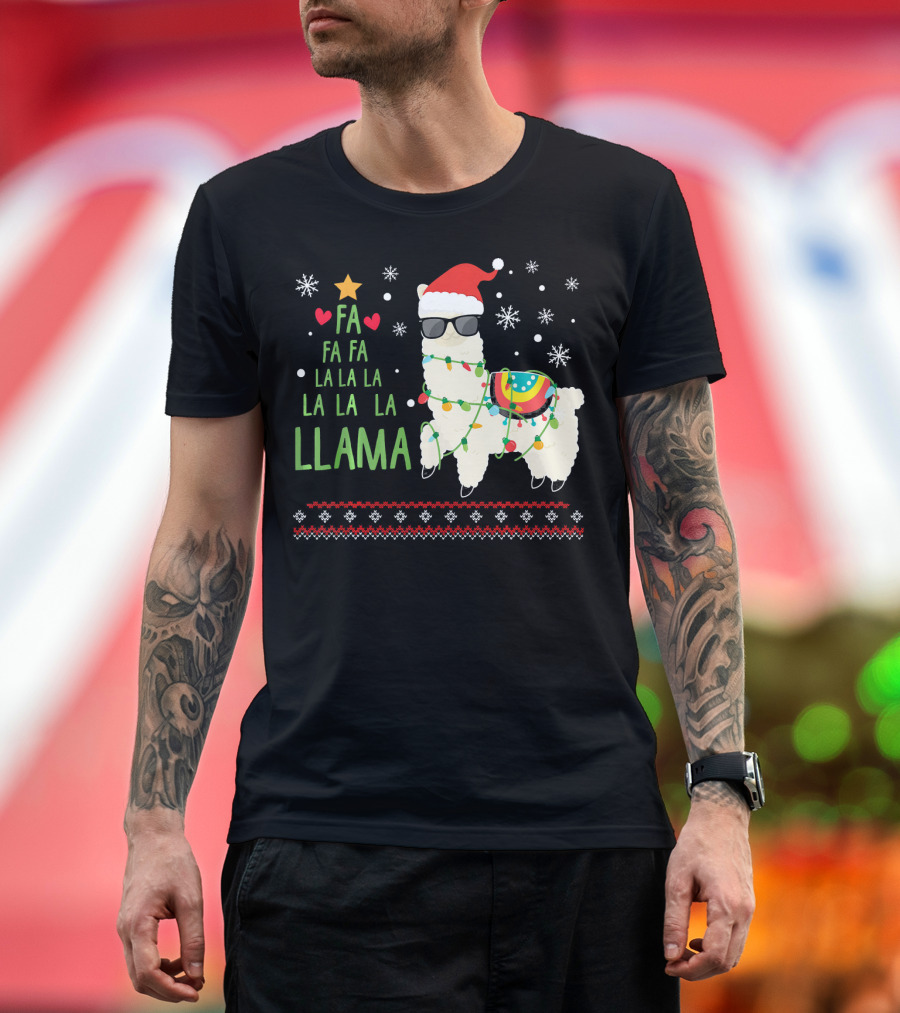 Fa La La La Llama Alpaca Christmas Festive T-Shirt