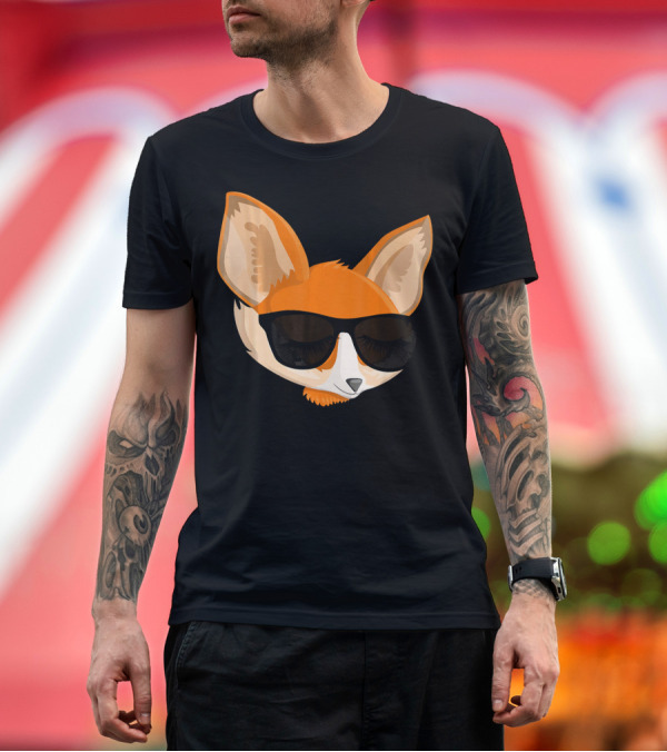 Premium T-Shirt: Cool Cute Fox with Sunglasses T-Shirt Cool Cute Fox with Sunglasses T-Shirt