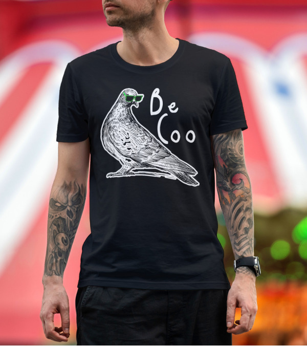 Premium T-Shirt: Be Coo Pigeon with Green 80s Sunglasses T-Shirt Be Coo Pigeon with Green 80s Sunglasses T-Shirt