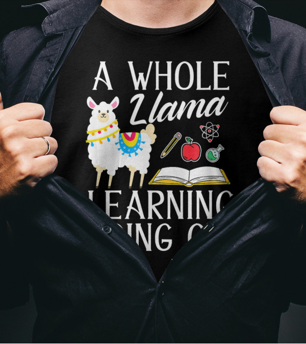 A Whole Llama Learning Going On Science Math Book Education Icons T-Shirt