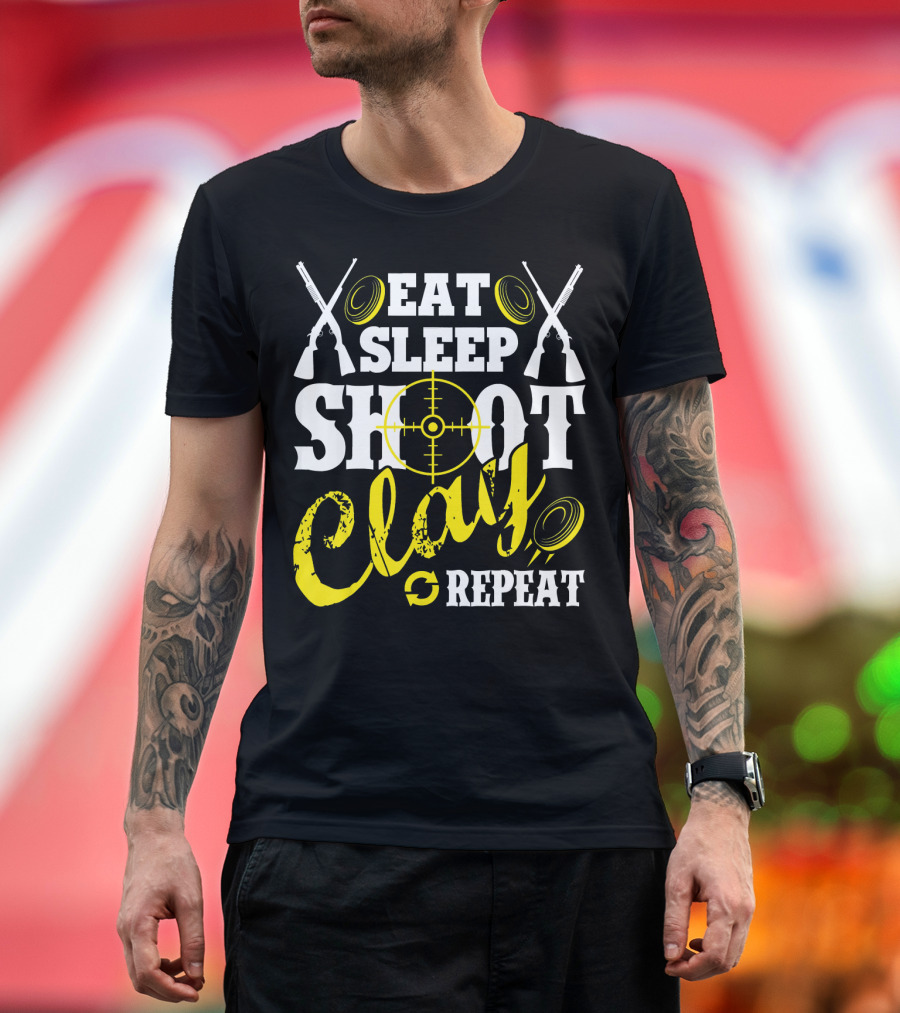 Eat Sleep Shoot Clay Repeat Trap Skeet Shooting Target T-Shirt