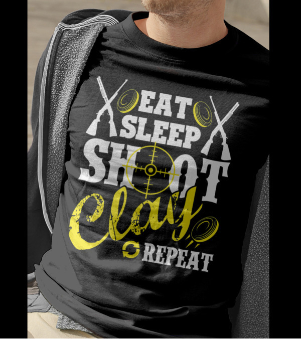Eat Sleep Shoot Clay Repeat Trap Skeet Shooting Target T-Shirt