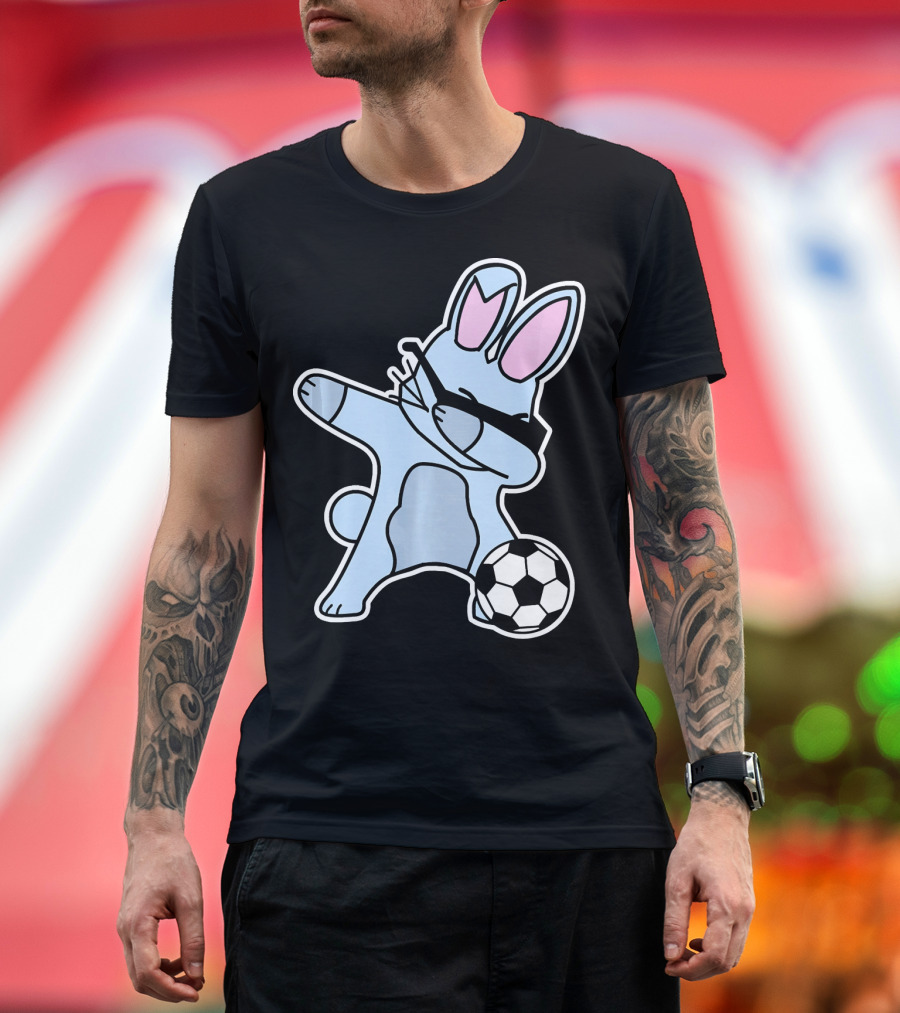 Dabbing Easter Bunny with Soccer Ball T-Shirt