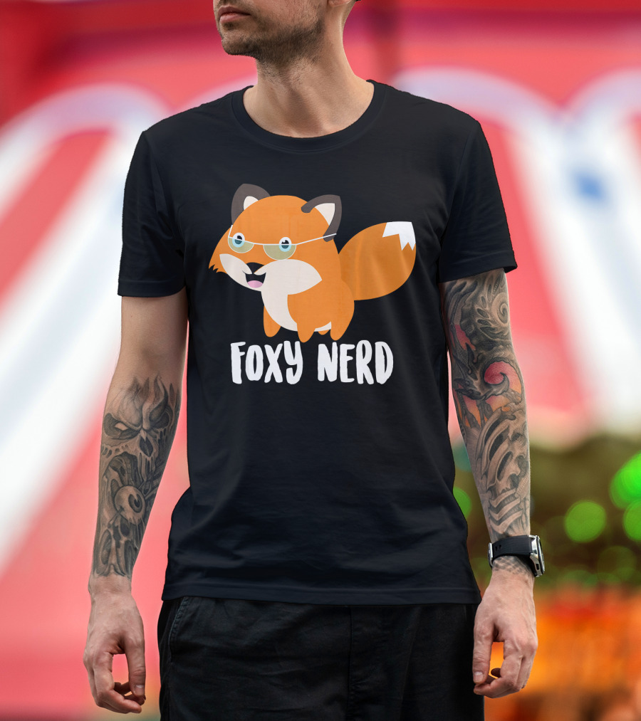 Foxy Nerd Cool Fox with Glasses Funny Bookworm T-Shirt