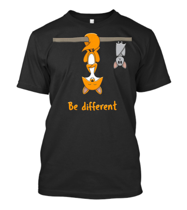 Be Different Red Fox With Bat Cute Chris Hanging Playfully T-Shirt