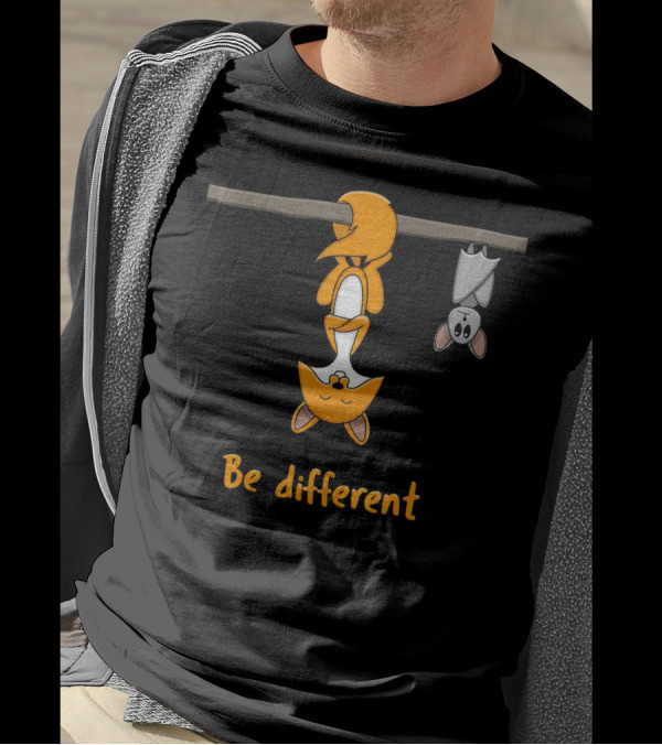 Be Different Red Fox With Bat Cute Chris Hanging Playfully T-Shirt