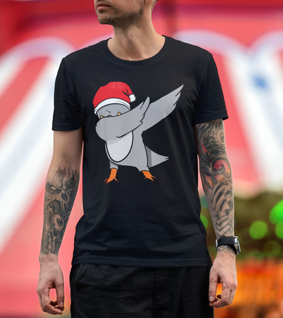 Dabbing Pigeon with Santa Hat T-Shirt