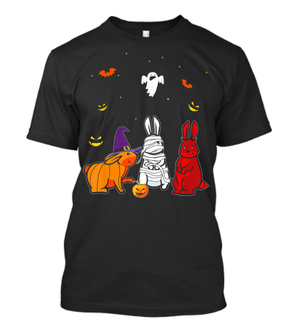 Cool Rabbit Has Devil Mummy Pumpkin Ghost Halloween Bats T-Shirt