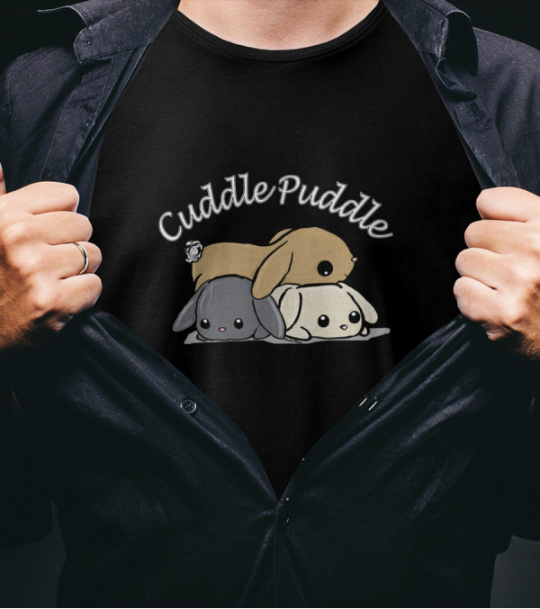 Cuddle Puddle Rabbit Pile Bunny Snuggle Cuteness Trio T-Shirt