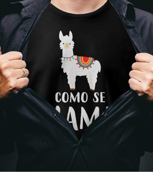 Como Se Llama Cinco De Mayo Llama With Colorful Blanket T-Shirt