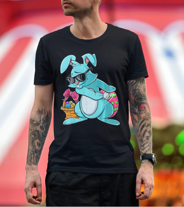 Premium T-Shirt: Flossing Bunny Dancing with Easter Basket and Eggs T-Shirt Flossing Bunny Dancing with Easter Basket and Eggs T-Shirt