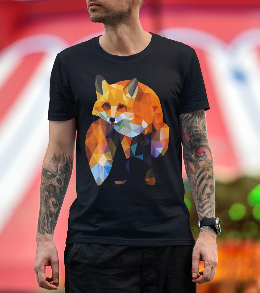 Geometric Fox Nature Cool Triangular T-Shirt