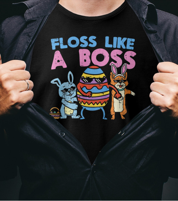 Flossing Easter Crew Floss Like A Boss Dancing Egg Rabbit Fox T-Shirt