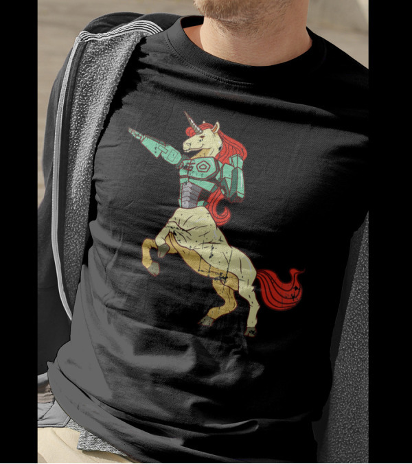 Fun Robot Unicorn Horse Action Figure T-Shirt