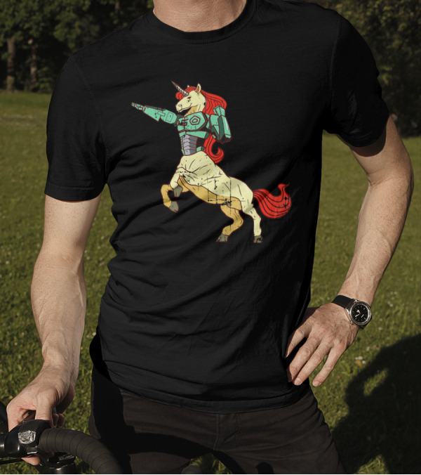 Fun Robot Unicorn Horse Action Figure T-Shirt
