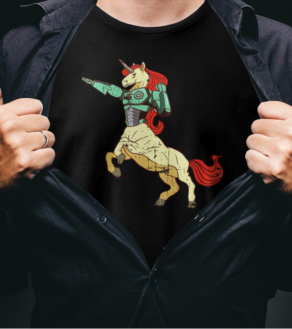 Fun Robot Unicorn Horse Action Figure T-Shirt