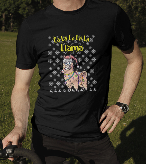 Fa La La Llama Fleece Navidad Feliz Llamadad T-Shirt
