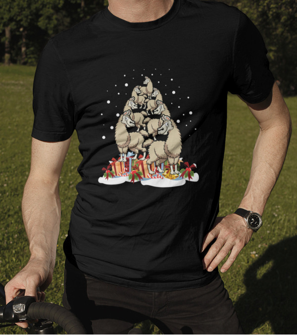 Funny Llama Alpaca Christmas Tree Holiday Present Stack T-Shirt