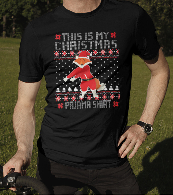 This Is My Christmas Pajama Shirt Fox Flossing Ugly T-Shirt