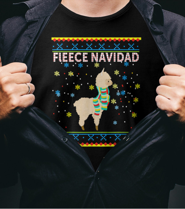 Fleece Navidad Funny Llama Alpaca Christmas T-Shirt