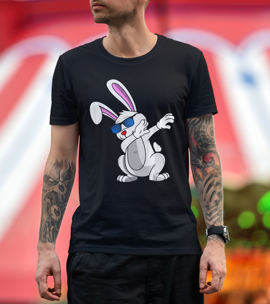 Easter Bunny Dabbing Cool Sunglasses Easter Day T-Shirt