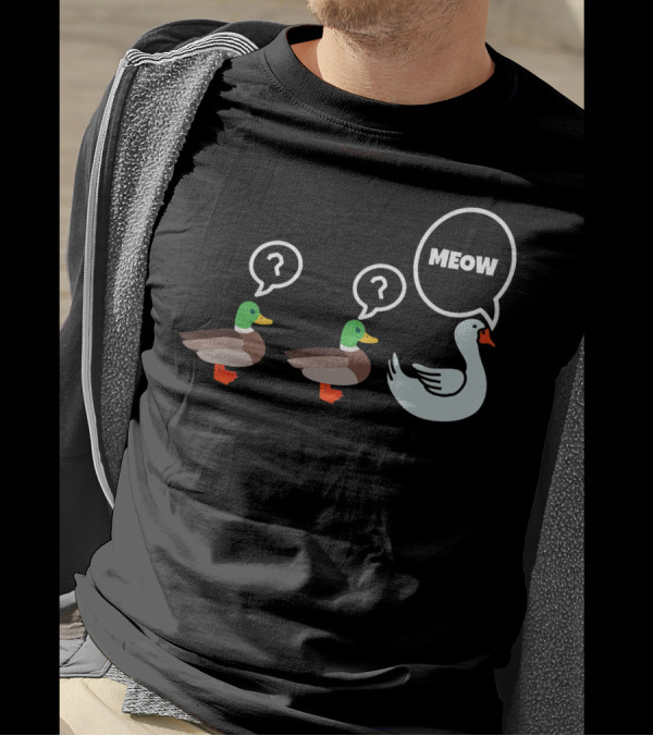 Funny Duck Goose Meow Speech Bubble Humor T-Shirt