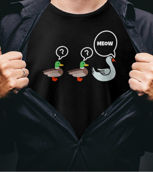 Funny Duck Goose Meow Speech Bubble Humor T-Shirt
