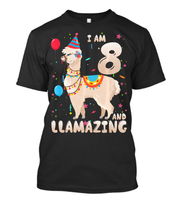 I Am 8 Years Old And Llamazing Llama Party Balloons T-Shirt
