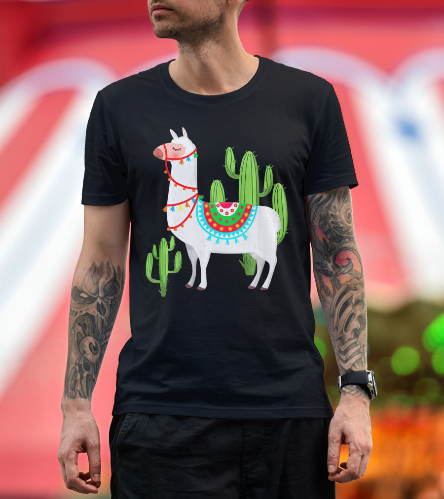 Llama Llama Alpaca Peru Cactus Anim T-Shirt