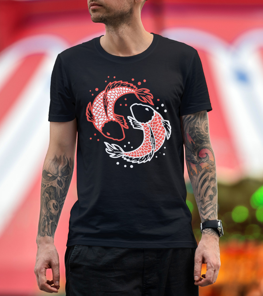 Koi Fish Chinese Koi Carp Swimming Yin Yang T-Shirt