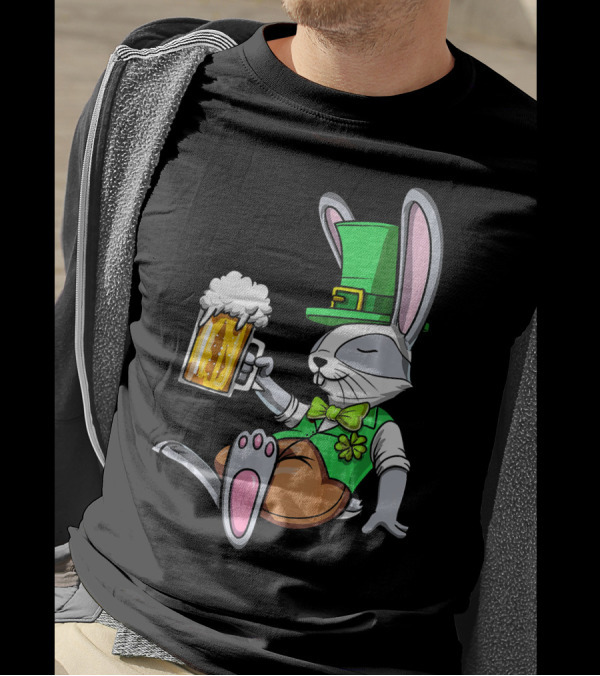 Leprechaun Rabbit St Patricks Bunny Beer Green Hat Shamrock Mug T-Shirt