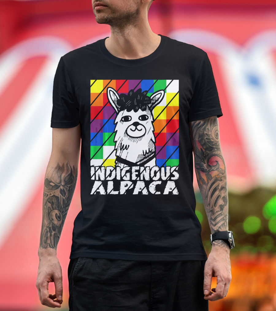 Indigenous Alpaca Wiphala Flag Andean Ll Vibrant Colorful T-Shirt
