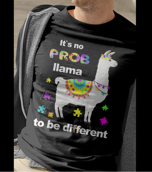 It's No Prob Llama To Be Different Llama Puzzle Pieces T-Shirt