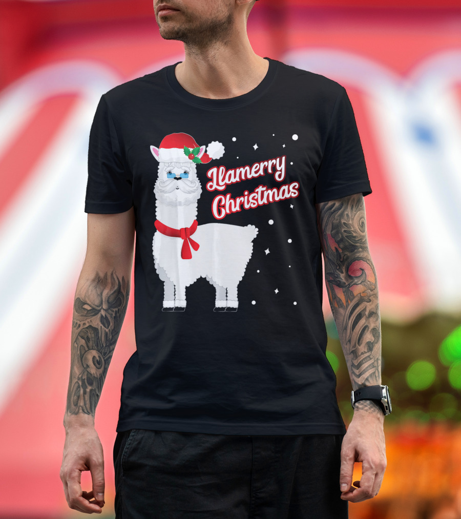 Llama Llamerry Christmas Santa Cla Holiday Festive T-Shirt