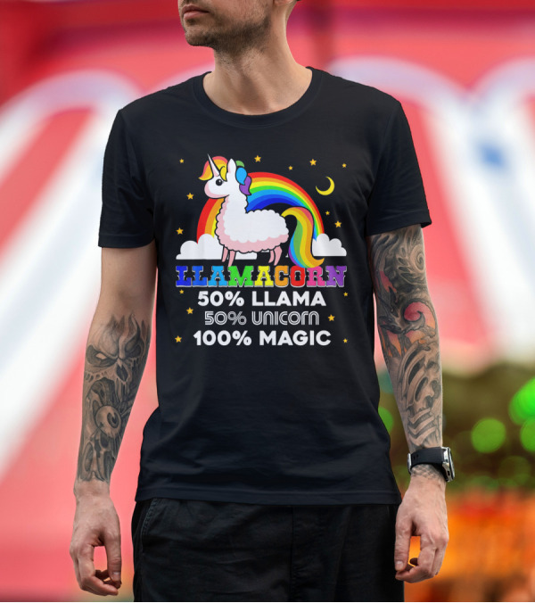 Premium T-Shirt: LLAMACORN 50% Llama 50% Unicorn 100% Magic Rainbow Moon Stars T-Shirt LLAMACORN 50% Llama 50% Unicorn 100% Magic Rainbow Moon Stars T-Shirt
