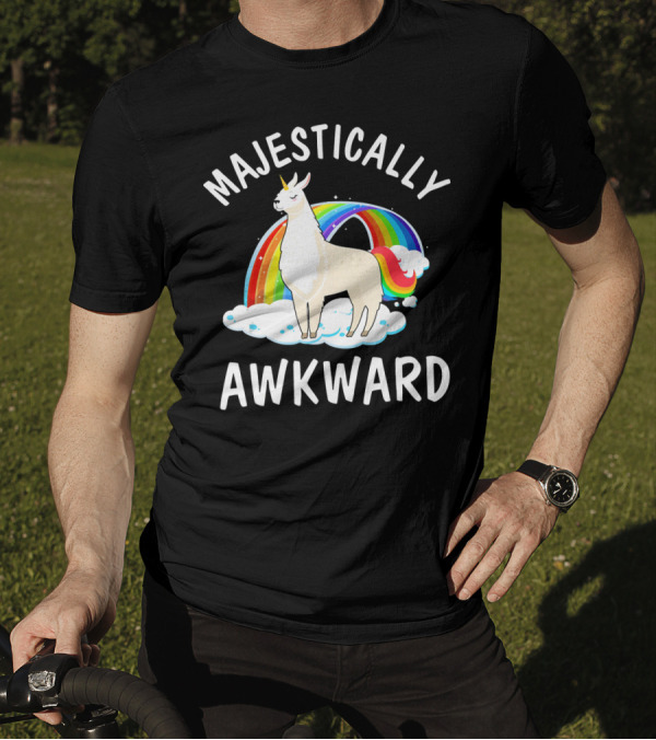 Majestically Awkward Llama Unicorn With Rainbow T-Shirt